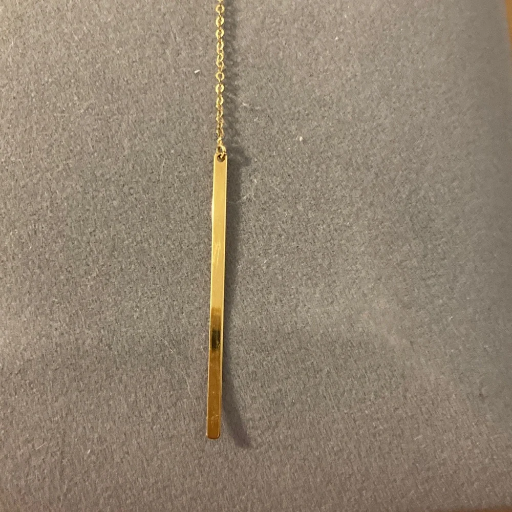 14k solid yellow gold Y necklace 18” -20” adjustable - Picture 2 of 10